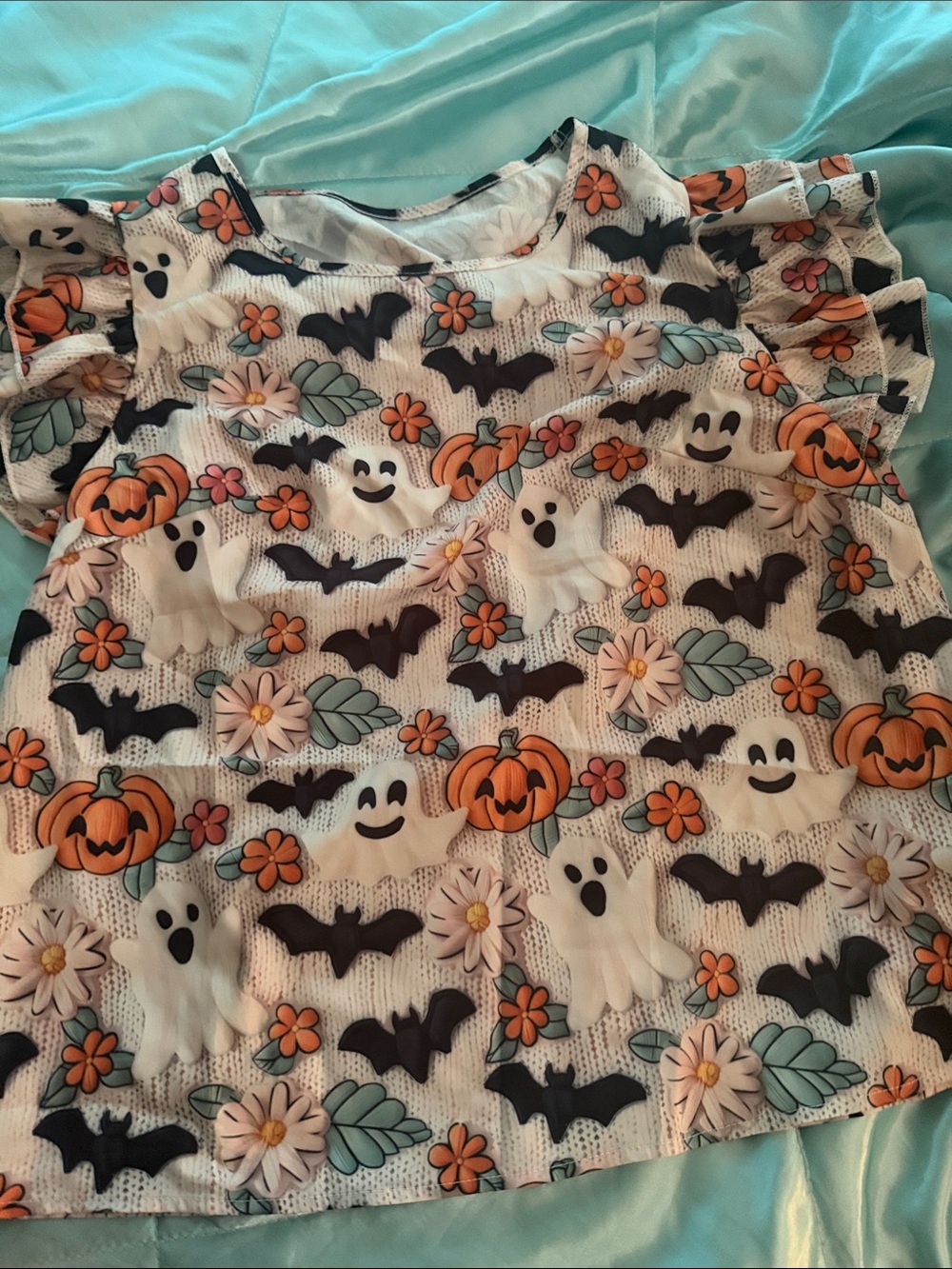 Kids Halloween Ghost & Pumpkin Costume Top - White/Orange
